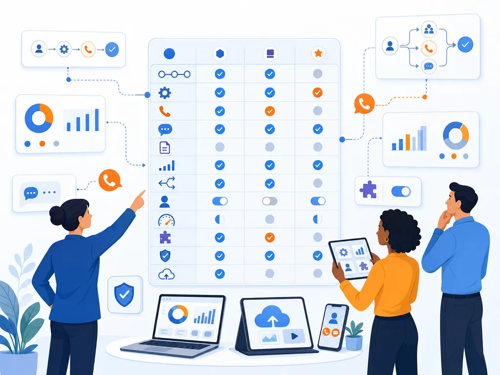 HubSpot pricing checklist for sales teams show an unlabeled evaluation checklist or decision matrix using icons and simple shapes only illus