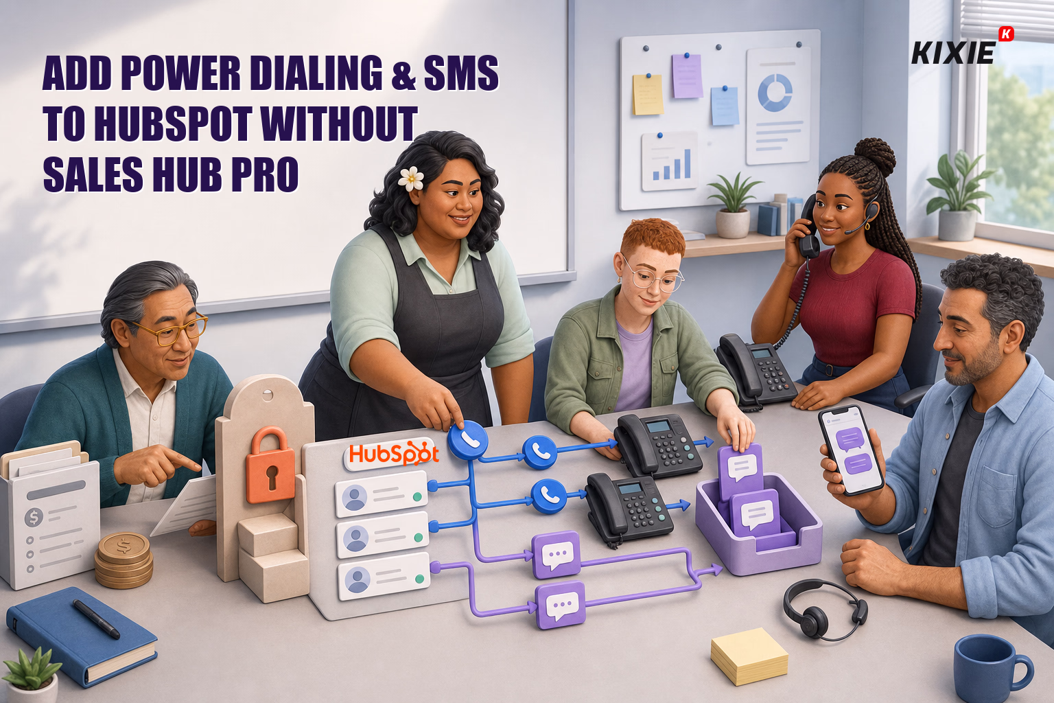 Header illustration for Add Power Dialing & SMS to HubSpot Without Sales Hub Pro