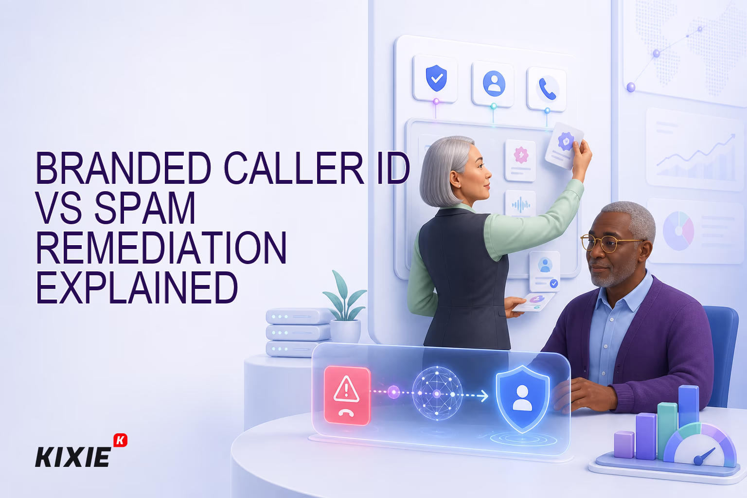 Kixie blog header for Branded Caller ID vs Spam Remediation Explained