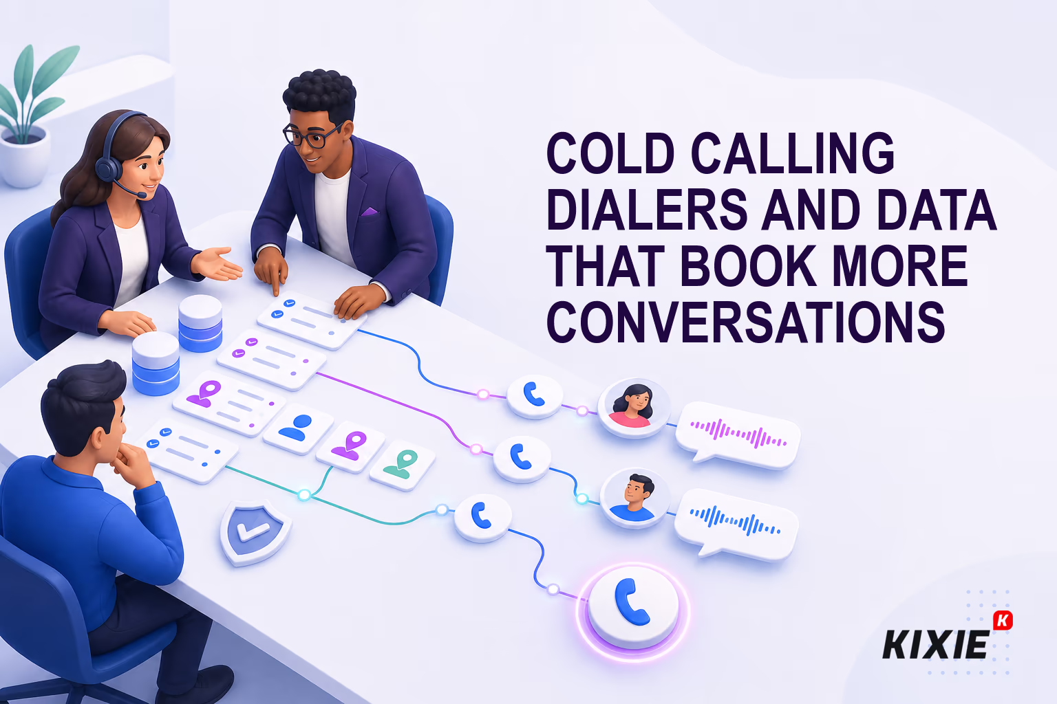 Kixie blog header for Cold Calling Dialers and Data That Book More Conversations