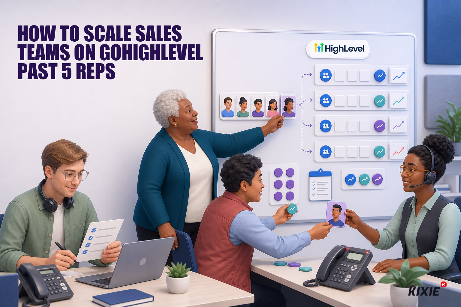 Header illustration for How to Scale Sales Teams on GoHighLevel Past 5 Reps