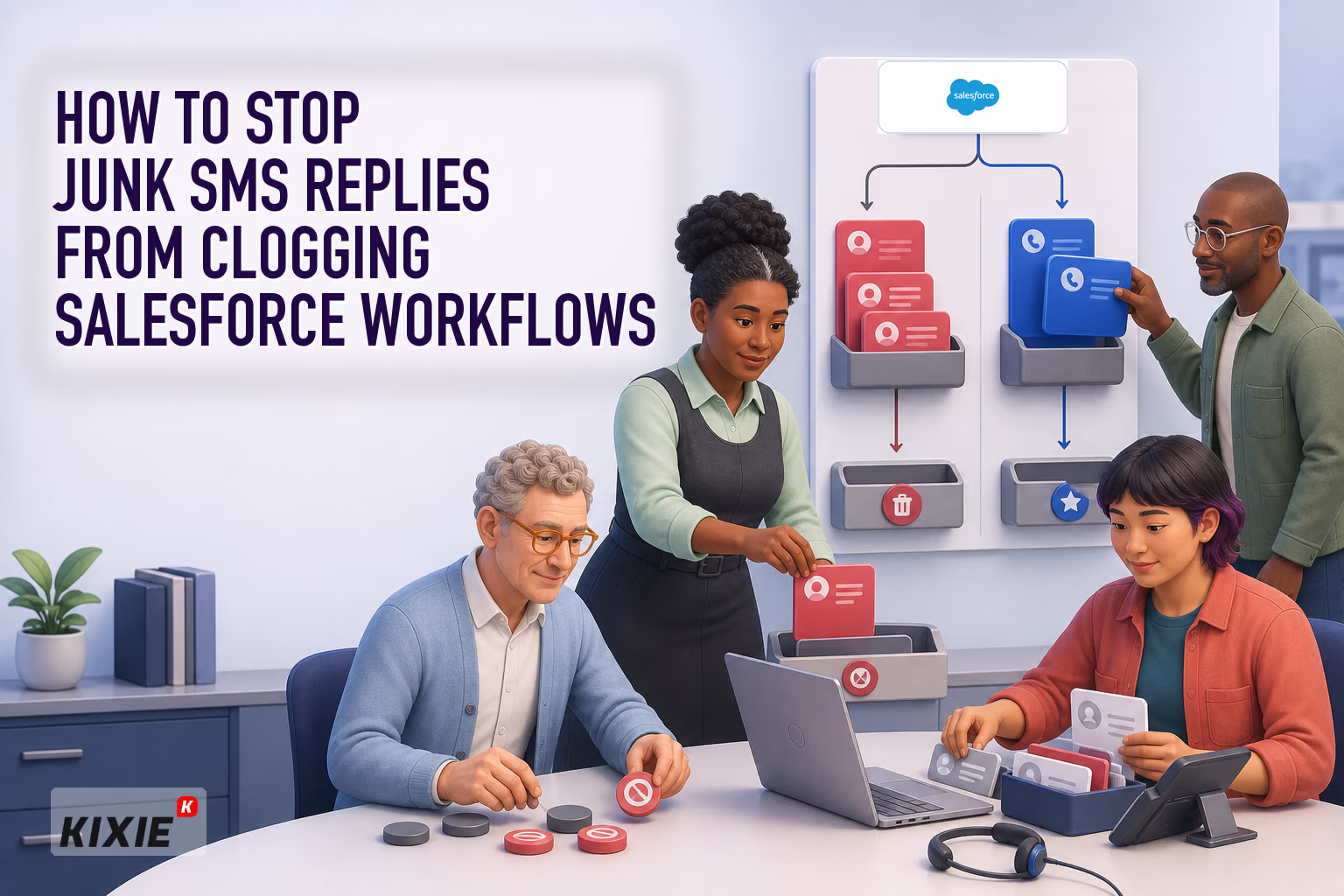 Featured illustration for How to Stop Junk SMS Replies from Clogging Salesforce Workflows