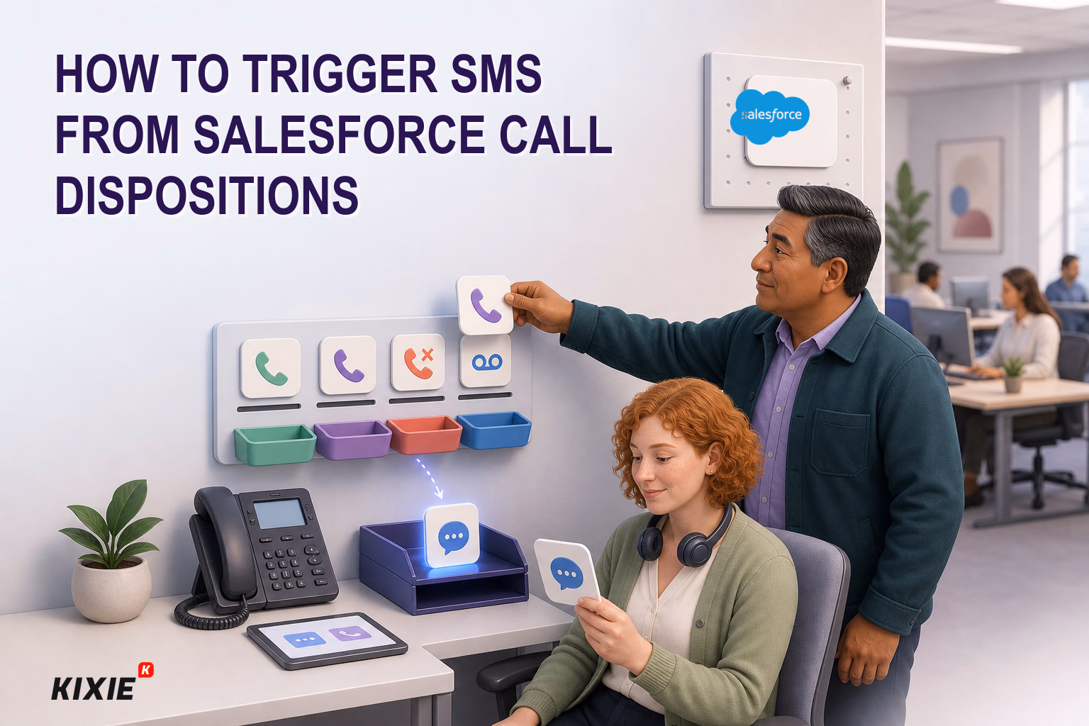 Illustration for How to Trigger SMS from Salesforce Call Dispositions