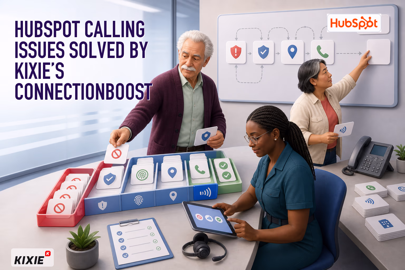 Illustration for Hubspot Calling Issues Solved by Kixie’s ConnectionBoost