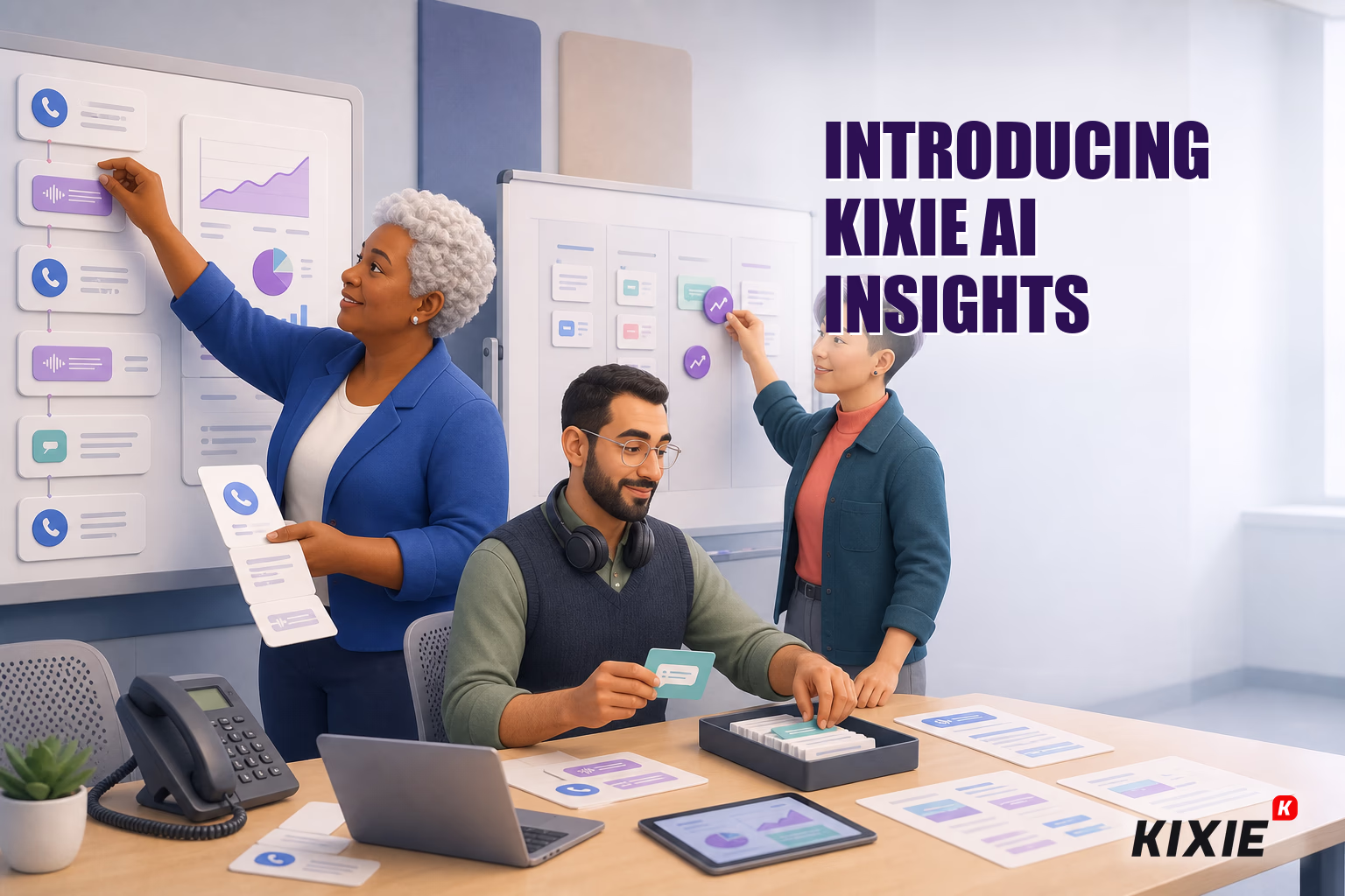Kixie branded header illustration for Introducing Kixie AI Insights