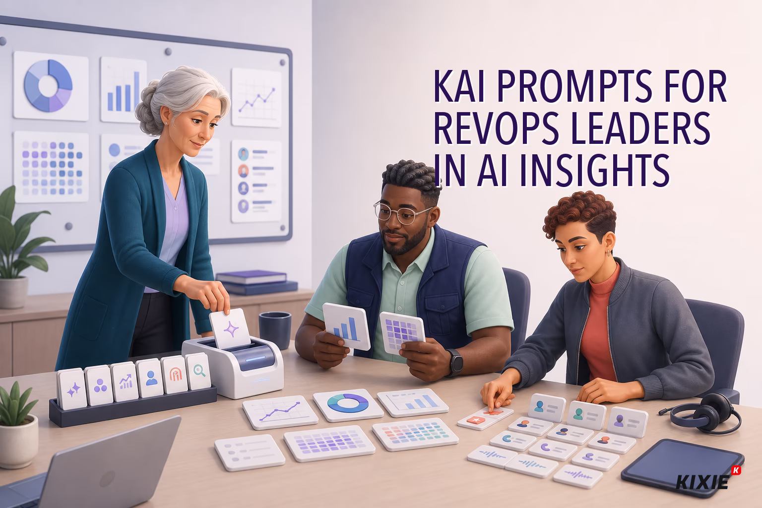 Kixie branded header illustration for Kai Prompts for RevOps Leaders in AI Insights