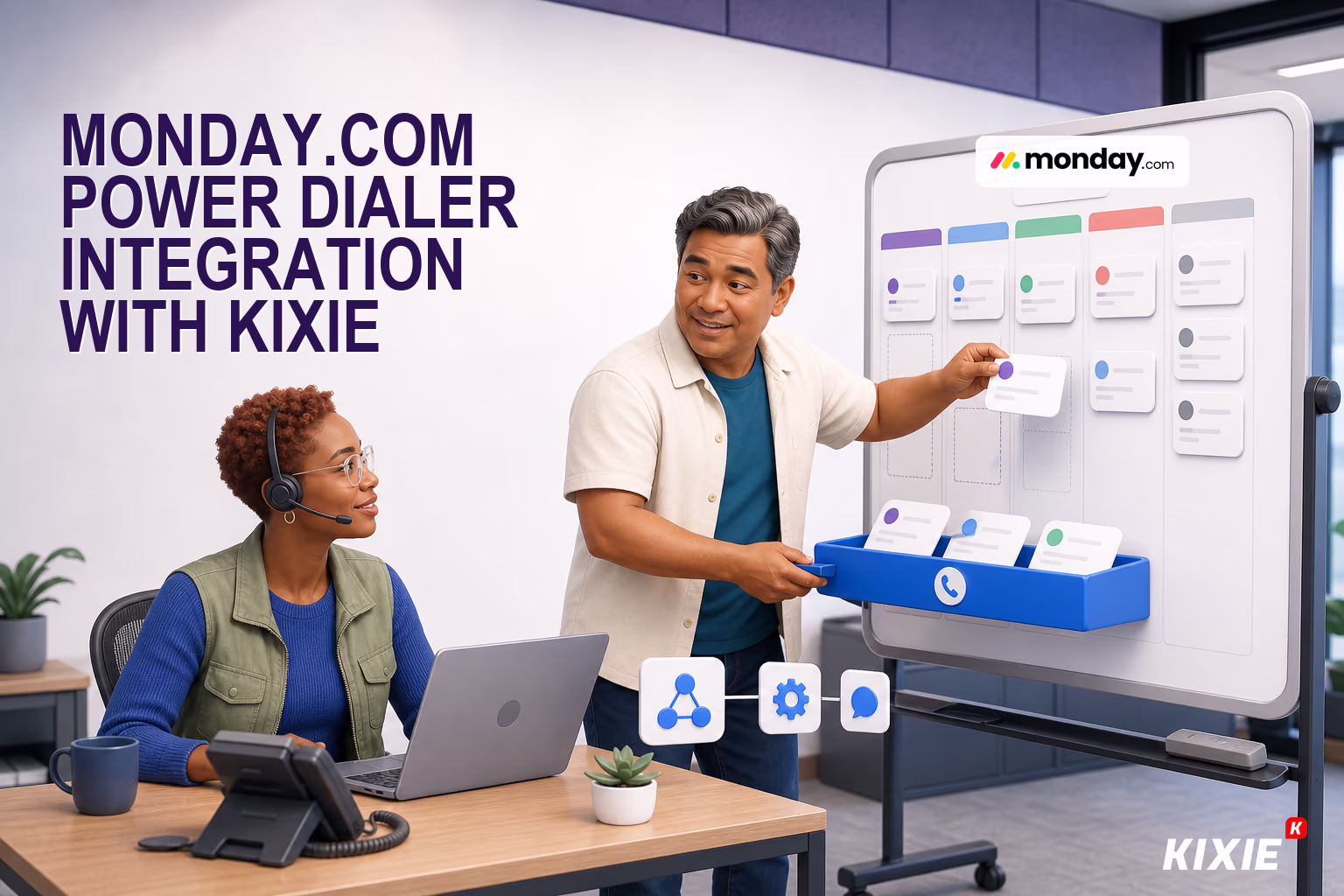 Monday.com Power Dialer Integration with Kixie