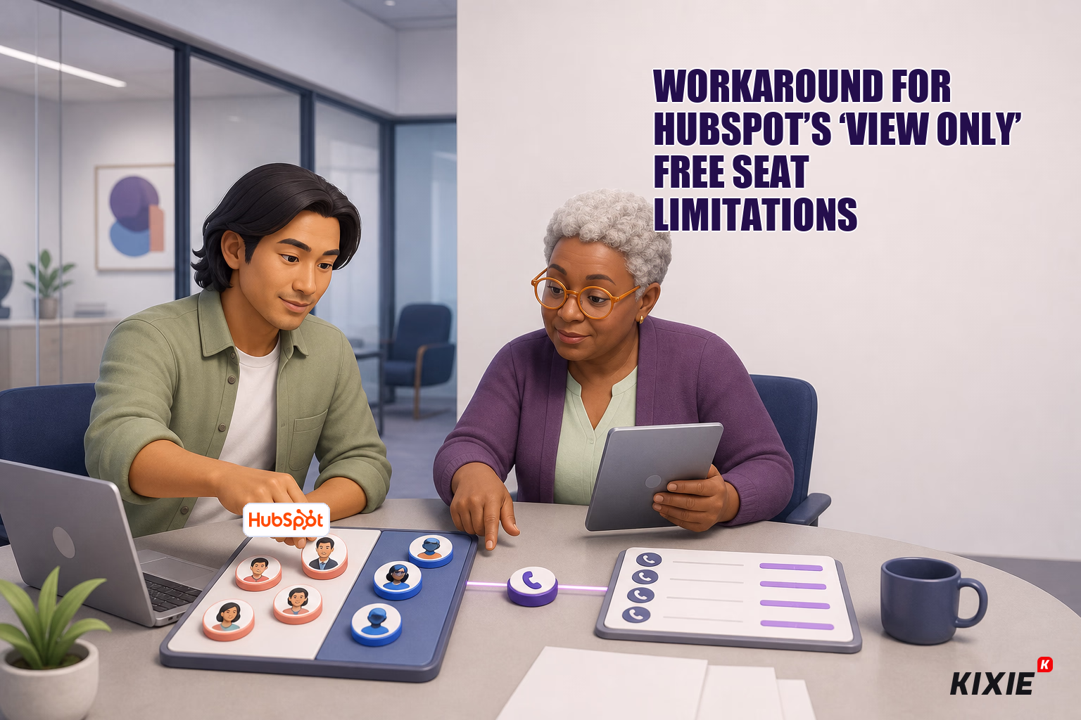 Kixie blog header for Workaround for HubSpot’s ‘View Only’ Free Seat Limitations