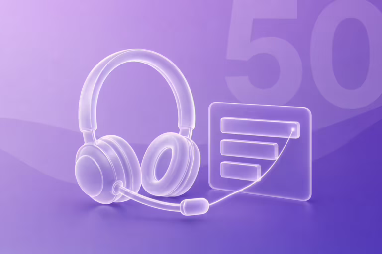 Translucent glass sales headset beside a leaderboard panel with rising performance bars, connected by a thin ascending line, on a purple gradient